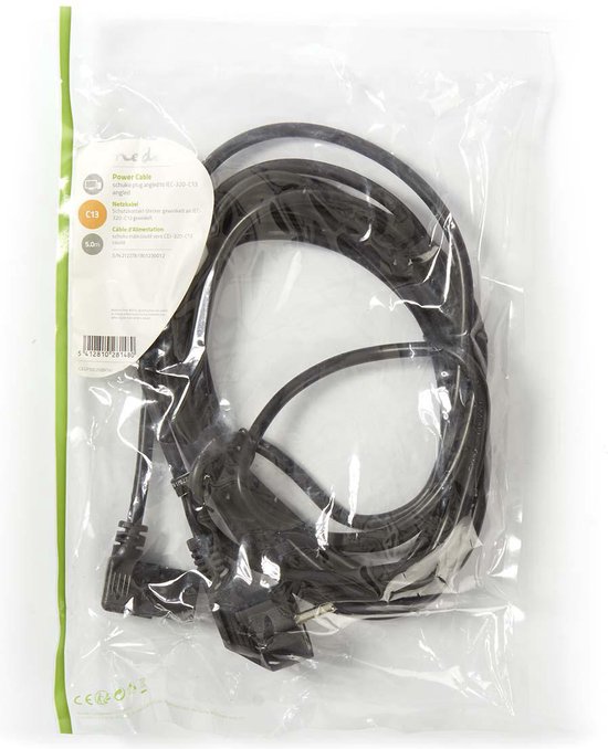 Cable d'Alimentation coudé Maclean 5m (Noir) à prix bas