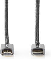 Nedis High Speed ​​HDMI-Kabel met Ethernet - HDMI Connector - HDMI Connector - 4K@60Hz - ARC - 18 Gbps - 0.50 m - Rond - Katoen - Grijs / Gun Metal Grijs - Cover Window Box