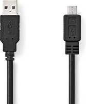 Nedis USB-Kabel - USB 2.0 - USB-A Male - USB Micro-B Male - 480 Mbps - Vernikkeld - 1.00 m - Rond - PVC - Zwart - Doos
