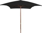 vidaXL Parasol met houten paal 200x300 cm zwart