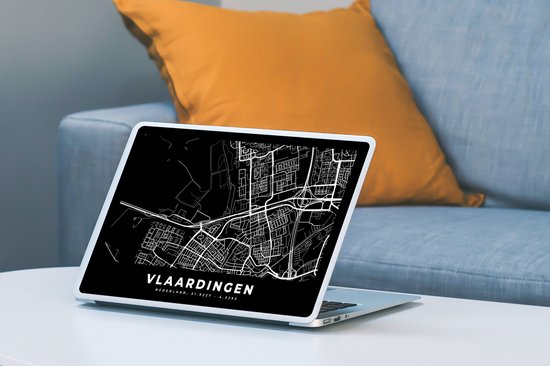 Autocollant pour ordinateur portable - 10,1 pouces - Carte - Vlaardingen - Zwart - 25x18cm - Autocollants pour ordinateur portable - Skin pour ordinateur portable - Couverture