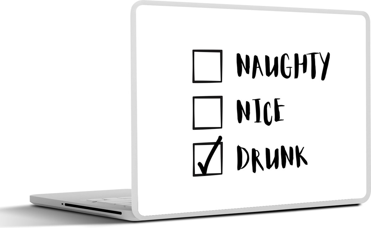 Laptop sticker - 11.6 inch - Kerst - Kerstman - Spreuken - Naughty nice drunk - Quotes - 30x21cm - Laptopstickers - Laptop skin - Cover