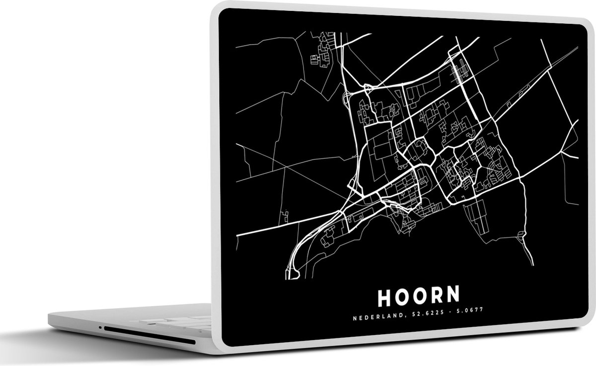 Laptop sticker - 12.3 inch - Kaart - Hoorn - Zwart - 30x22cm - Laptopstickers - Laptop skin - Cover