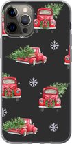 Geschikt voor iPhone 12 Pro hoesje - Kerst - Kerstboom - Auto - Design - Siliconen Telefoonhoesje