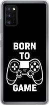 Geschikt voor Samsung Galaxy A41 hoesje - Gamen - Quotes - Controller - Born to game - Zwart - Wit - Siliconen Telefoonhoesje