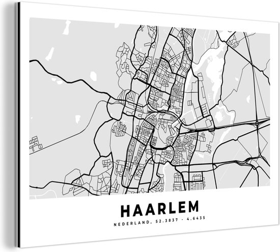 Wanddecoratie Metaal - Aluminium Schilderij - Kaart - Haarlem - Nederland