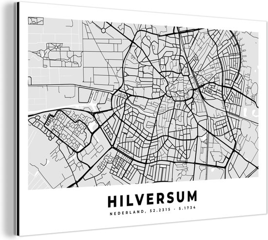 Décoration murale Métal - Peinture Aluminium Industriel - Carte - Hilversum - Nederland - 30x20 cm - Dibond - Photo sur aluminium - Décoration murale industrielle - Pour le salon/chambre