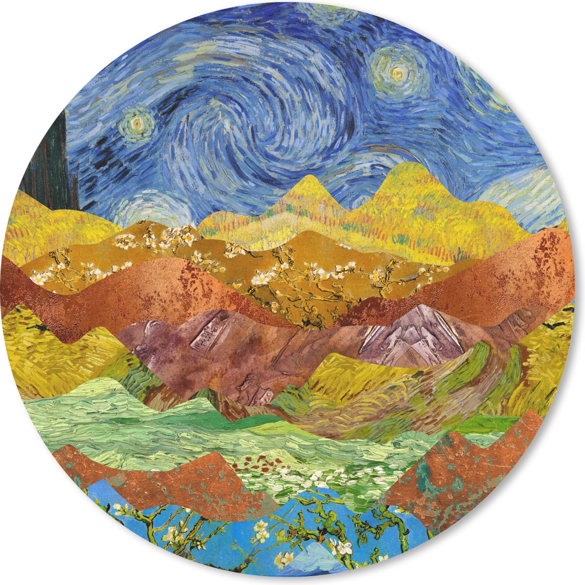 Muismat rond 20x20 cm - Mousepad Van Gogh - Sterrennacht - Oude Meesters - Ronde muismatten