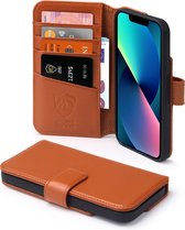 iPhone 13 Mini Hoesje - Luxe MobyDefend Wallet Bookcase - Lichtbruin - GSM Hoesje - Telefoonhoesje Geschikt Voor Apple iPhone 13 Mini