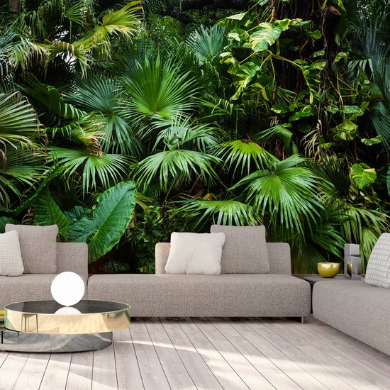 147cm X 105cm - Zelfklevend fotobehang -  Zonnige Jungle  , Premium Print