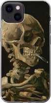 Geschikt voor iPhone 13 hoesje - Kop van een skelet met brandende sigaret - Vincent van Gogh - Siliconen Telefoonhoesje