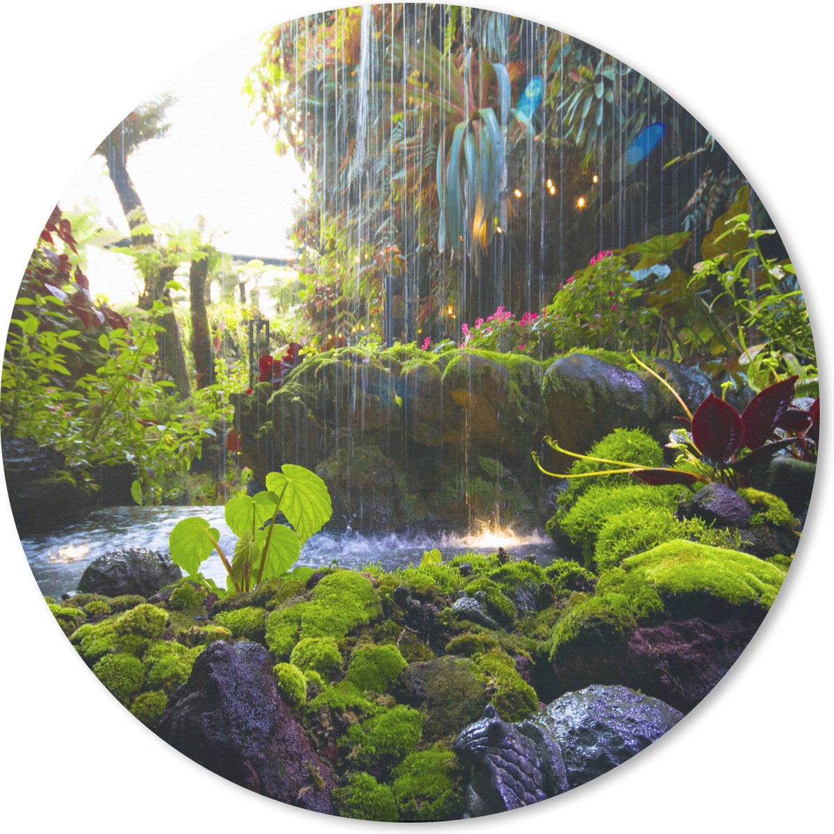 Muismat rond 40x40 cm - Mousepad Tropische waterval - Ronde muismatten