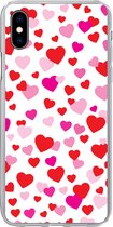 Geschikt voor iPhone Xs Max hoesje - Een illustratie met kleurrijke hartjes - Siliconen Telefoonhoesje