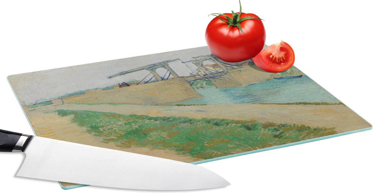 Glazen Snijplank - 28x20 - De brug van Langlois - Vincent van Gogh - Snijplanken Glas