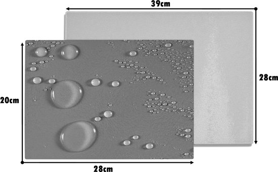 Planche à découper en Verres - 28x20 - Gouttes Water - noir et blanc - Planches à découper en Glas