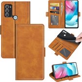 Motorola Moto G60s Hoesje - MobyDefend Luxe Wallet Book Case (Sluiting Zijkant) - Lichtbruin - GSM Hoesje - Telefoonhoesje Geschikt Voor: Motorola Moto G60s