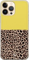 iPhone 13 Pro Max hoesje siliconen - Luipaard geel | Apple iPhone 13 Pro Max case | TPU backcover transparant