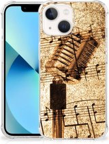 GSM Hoesje Geschikt voor iPhone13 mini Siliconen Back Cover met transparante rand Bladmuziek