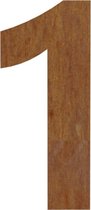 Cortenstaal (plak)huisnummer 1 - Lengte:  15cm - Kleur: Roestkleur