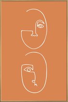 JUNIQE - Poster met kunststof lijst Coupling -40x60 /Bruin & Oranje