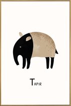 JUNIQE - Poster met kunststof lijst Tapir -20x30 /Grijs & Ivoor