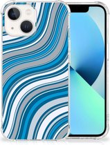 Shockproof Case iPhone 13 Telefoon Hoesje met doorzichtige rand Golven Blauw