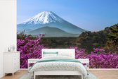 Behang - Fotobehang Kleurrijke foto van de berg Fuji in Azië - Breedte 390 cm x hoogte 260 cm
