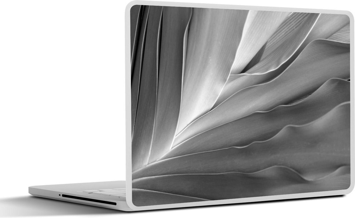 Afbeelding van product SleevesAndCases  Laptop sticker - 10.1 inch - Van dichtbij weergegeven bladeren groeiend in vlecht patroon - zwart wit