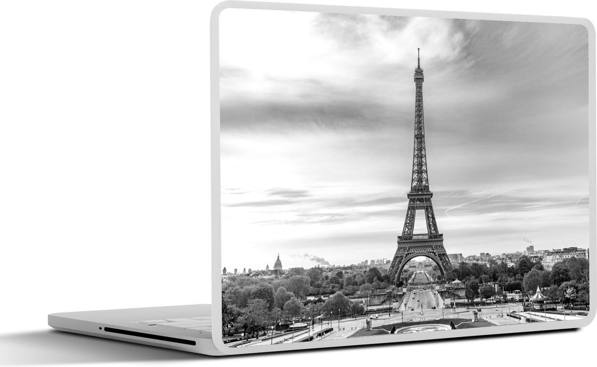 Afbeelding van product SleevesAndCases  Laptop sticker - 17.3 inch - De Eiffeltoren met een erg kleurrijke omgeving - zwart wit