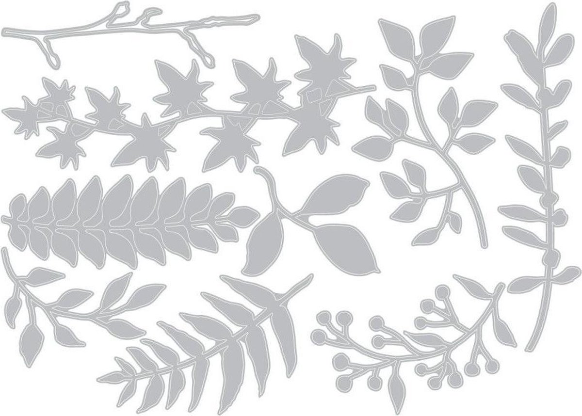 Sizzix Thinlits Die Set x9, Garden Greens ontworpen door Tim Holtz