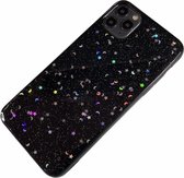 Apple iPhone 6 / 6s - Glitter zacht hoesje Lynn zwart ster maan - Geschikt voor