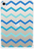 Leuk Siliconen Hoes Apple iPad mini 6 (2021) Cover Zigzag Blauw met doorzichte zijkanten