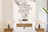 Behang - Fotobehang Vintage - Coffee - Spreuken - Quotes - Breedte 180 cm x hoogte 280 cm
