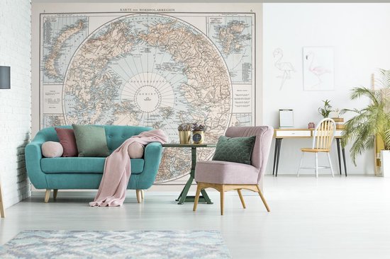 Papier peint Papier peint photo en vinyle - Ancienne carte de la région arctique largeur 315 cm x hauteur 260 cm - Tirage photo sur papier peint (disponible en 7 tailles)