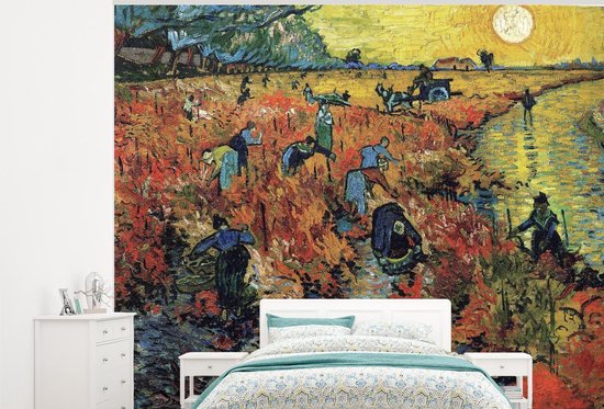 Behang - Fotobehang De rode wijngaard - Vincent van Gogh - Breedte 325 cm x hoogte 260 cm