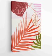 Canvas schilderij - Summer tropical wall arts vector. Palm leaves, coconut leaf, monstera leaf, line arts 1 -    – 1922500790 - 115*75 Vertical