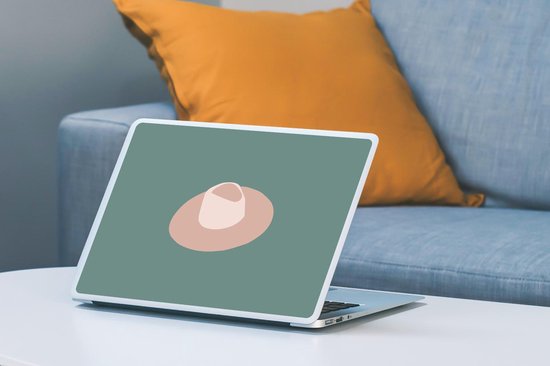 Laptop sticker - 14 inch - Zomer - Hoed - Donkerblauw - 32x5x23x5cm - Laptopstickers - Laptop skin - Cover