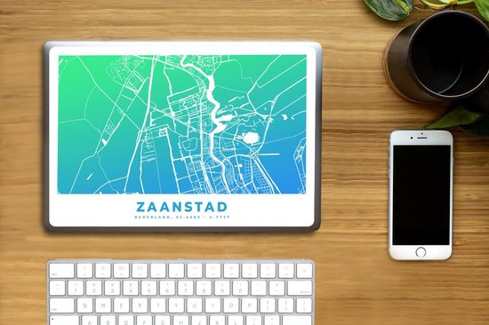 Laptop sticker - 11.6 inch - Stadskaart - Zaanstad - Groen - Blauw - SleevesAndCases