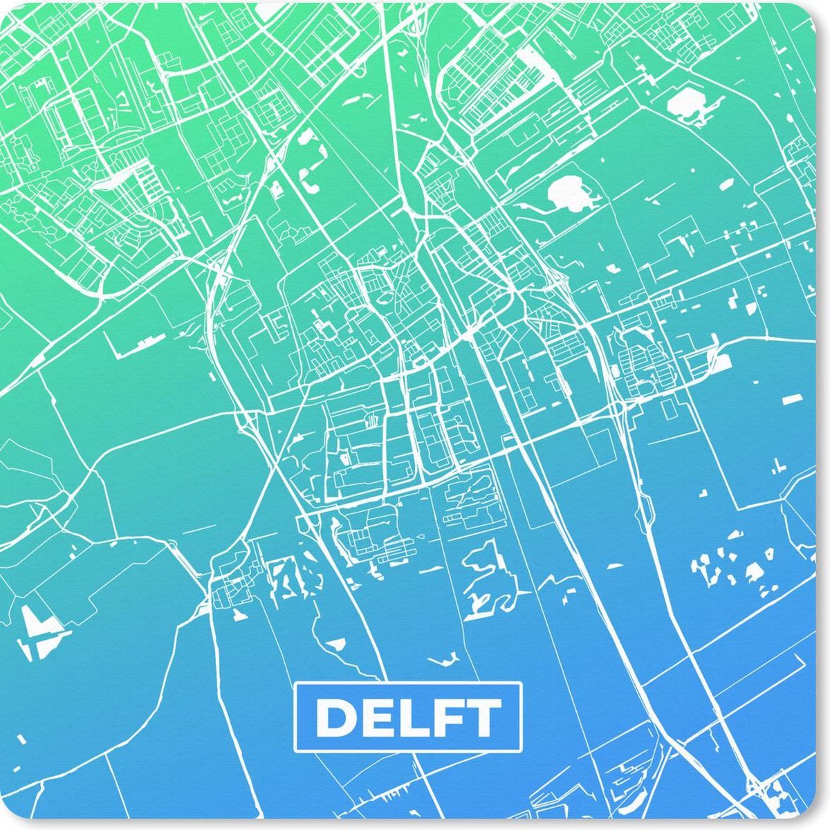 Muismat 30x30 cm - Mousepad Stadskaart - Delft - Nederland - Muismatten