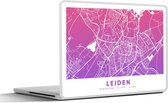 Laptop sticker - 14 inch - Stadskaart - Leiden - Paars - 32x5x23x5cm - Laptopstickers - Laptop skin - Cover