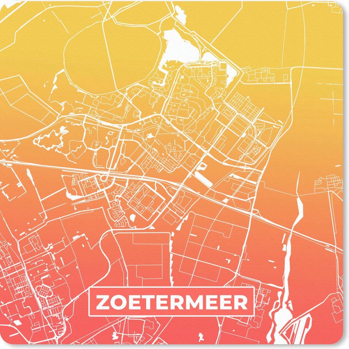 Muismat 30x30 cm - Mousepad Stadskaart - Zoetermeer - Nederland - Muismatten