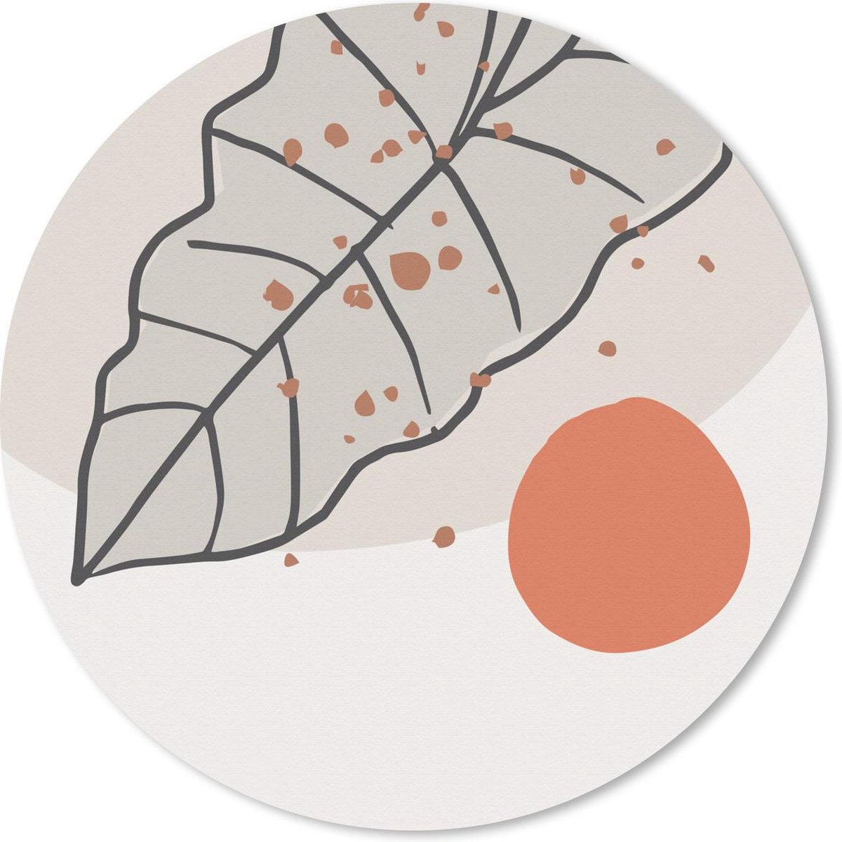 Muismat rond 20x20 cm - Mousepad Zomer - Oranje - Blad - Ronde muismatten