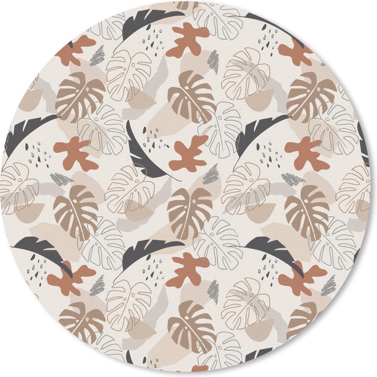 Muismat rond 20x20 cm - Mousepad Zomer - Bladeren - Abstract - Ronde muismatten