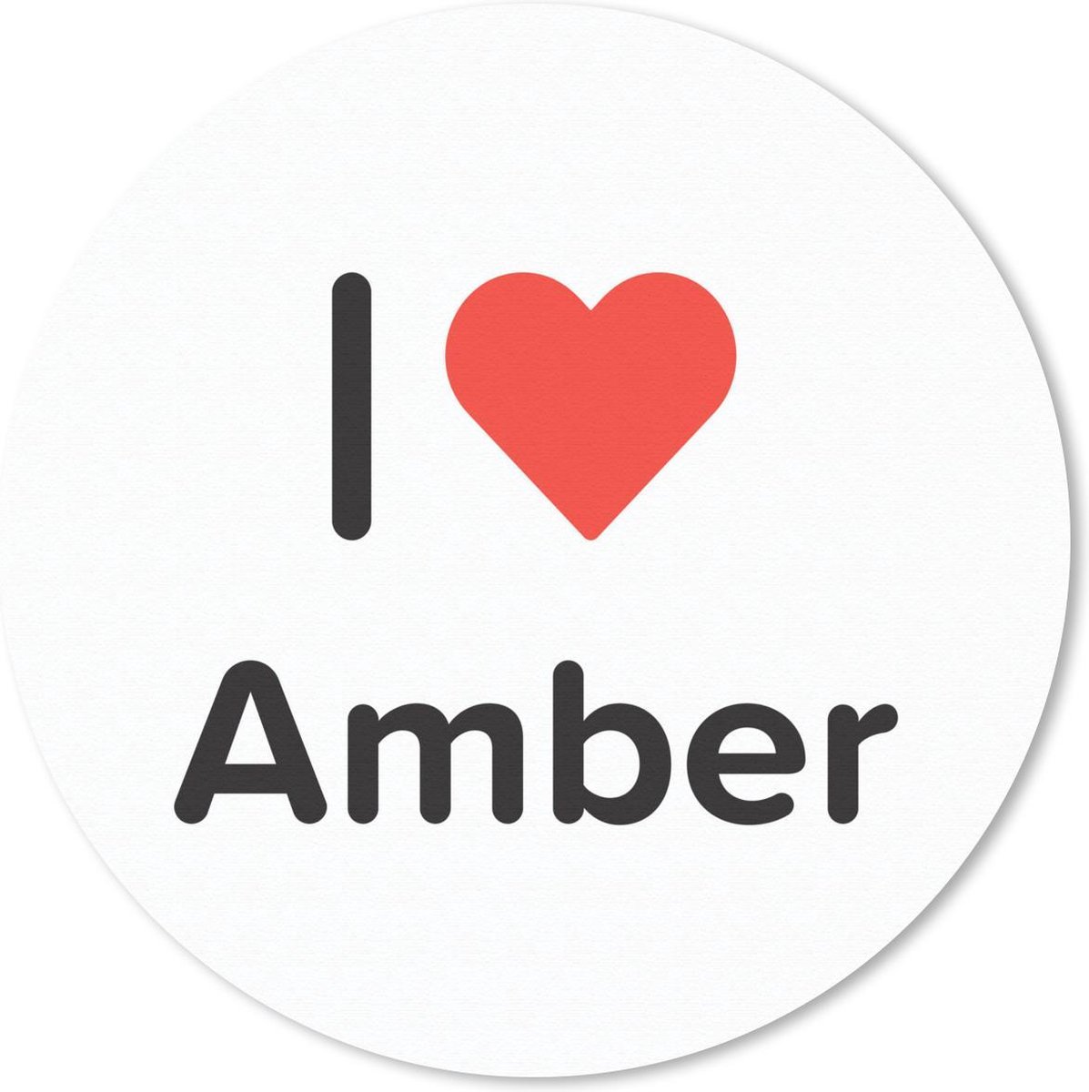 Muismat rond 30x30 cm - Mousepad I love - Amber - Meisje - Ronde muismatten