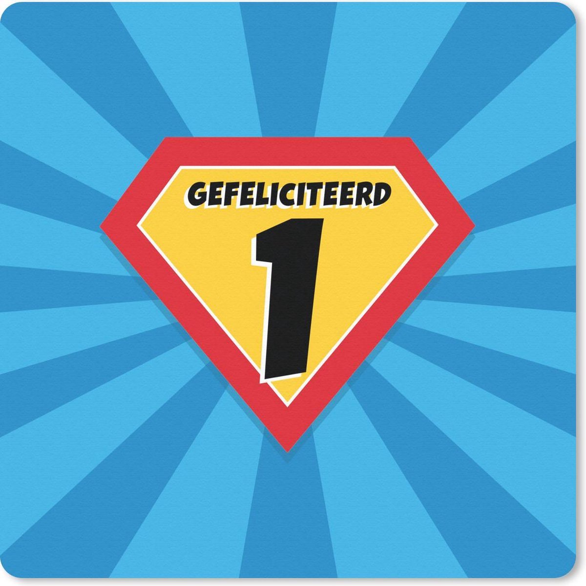 Muismat 30x30 cm - Mousepad Verjaardag - Kinderen - 1 Jaar - Superheld - Muismatten