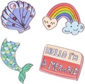 stickers kleding/tas schelp 15 x 11 cm 4-delig