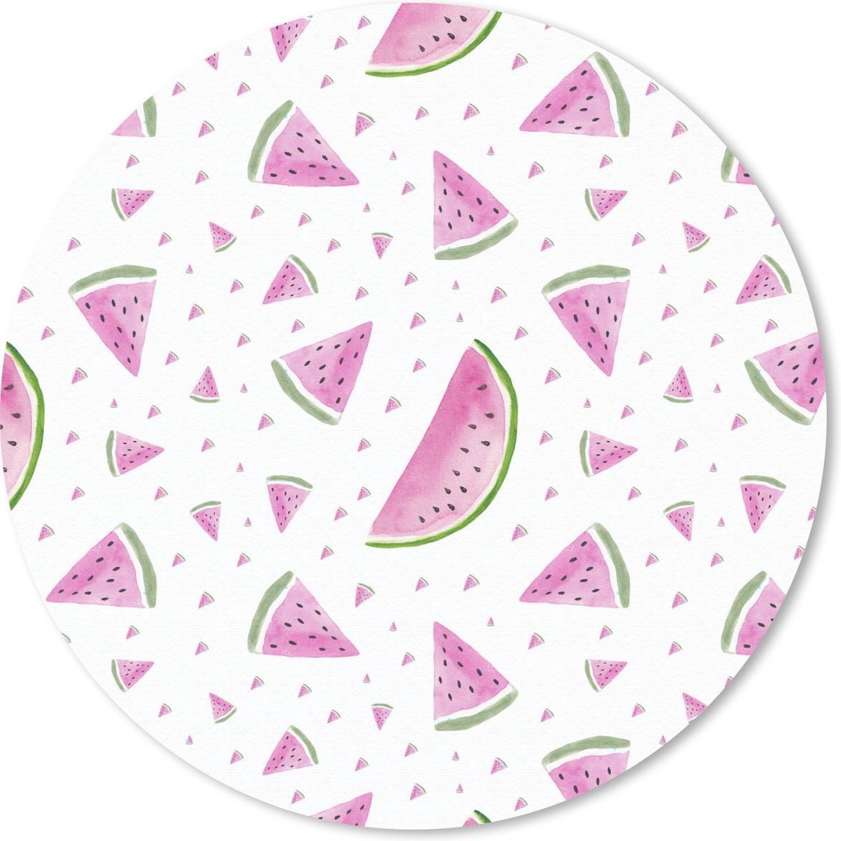 Muismat rond 20x20 cm - Mousepad Watermeloenen - Aquarelverf - Wit - Ronde muismatten