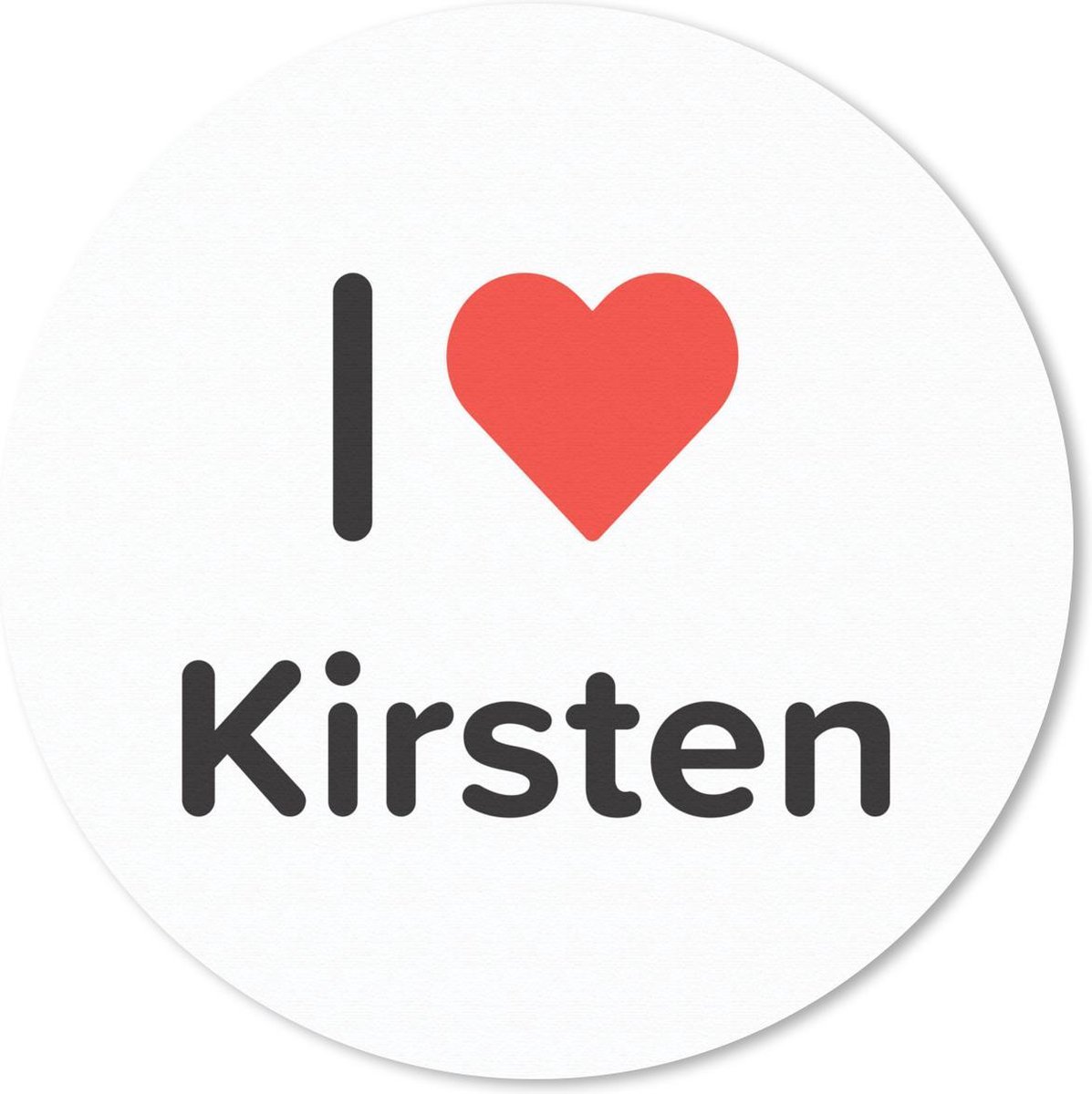 Muismat rond 20x20 cm - Mousepad I love - Kirsten - Meisje - Ronde muismatten