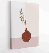 Canvas schilderij - Foliage line art drawing with abstract shape. Abstract Plant Art design for print, cover, wallpaper, Minimal and natural wall art. 1 -    – 1820781866 - 50*40 V