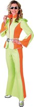 Magic By Freddy's - Jaren 80 & 90 Kostuum - Boney M Disco Jaren 70 Met Pantalon - Vrouw - Groen, Oranje - Medium - Carnavalskleding - Verkleedkleding